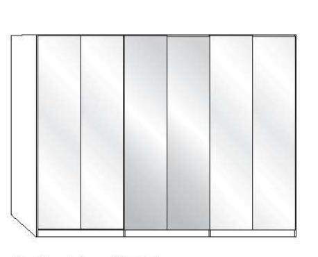 Wiemann LOFT | Gleittüren-Panoramaschrank mit 6 Türen (2 Spiegeltüren in Parsol-Bronze-Glas) - Höhe 236 cm