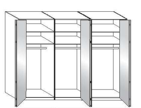 Wiemann LOFT | Gleittren-Panoramaschrank mit 6 Tren (4 Spiegelren in Parsol-Bronze-Glas) - Hhe 236 cm