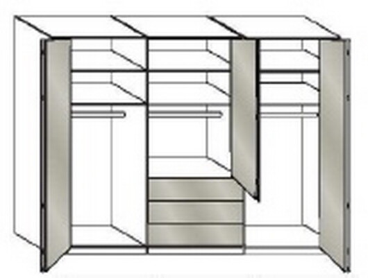 Wiemann LOFT | Gleittren-Panorama-Funktionsschrank mit 4 Auszgen, 6 Tren - Hhe 236 cm