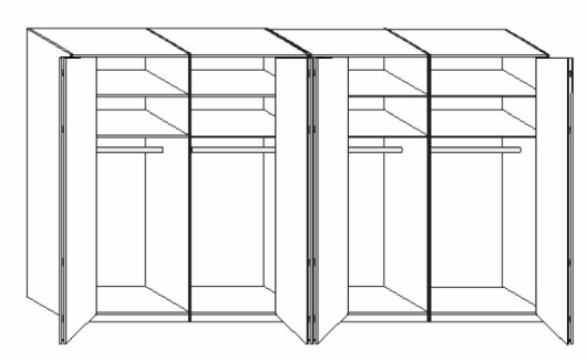 Wiemann LOFT | Gleittren-Panoramaschrank mit 8 Tren - Hhe 236 cm