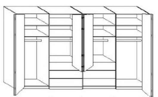 Wiemann LOFT | Gleittüren-Panorama-Funktionsschrank mit 8 Auszügen, 8 Türen - Höhe 236 cm
