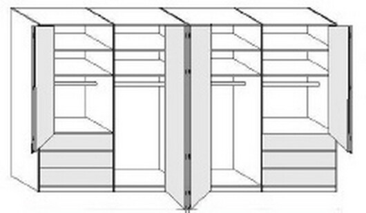 Wiemann LOFT | Gleittren-Panorama-Funktionsschrank mit 4 Auszgen, 8 Tren - Hhe 236 cm