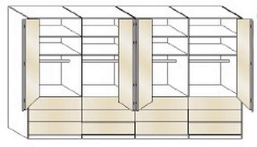 Wiemann LOFT | Gleittüren-Panorama-Funktionsschrank mit 16 Auszügen, 8 Türen - Höhe 236 cm