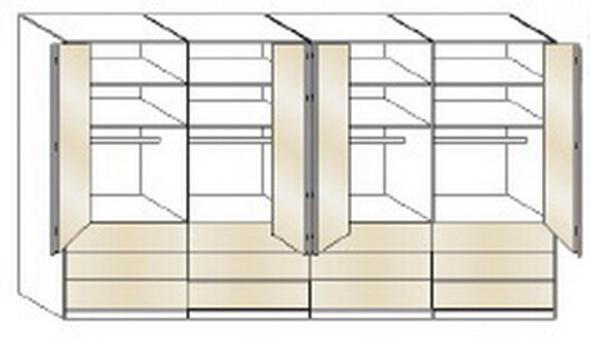 Wiemann LOFT | Gleittren-Panorama-Funktionsschrank mit 16 Auszgen, 8 Tren - Hhe 236 cm