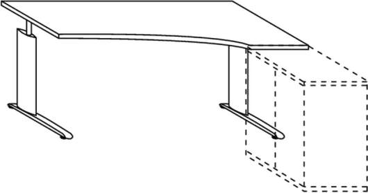 Techno by rb | Freiformschreibtisch mit C-Fuß-Gestell für Anbau von Korpusteilen 43,0 cm tief - 180 oder 200 cm Breite