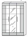 Cadre by rb | Kleiderschrank 3-türig, 1 Spiegel, 7 Böden, 1 Kleiderstange