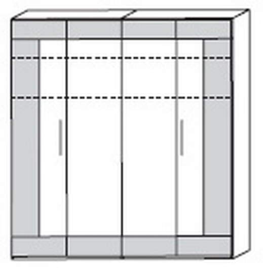 Cadre by rb | Kleiderschrank 4-türig, 4 Böden, 2 Kleiderstangen