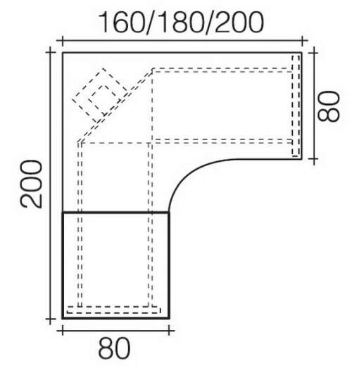 Objekt.Plus by rb | Winkelschreibtisch 90Grad links 180x200cm Type K39