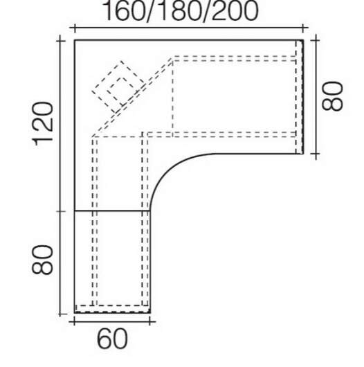 Objekt.Plus by rb | Winkelschreibtisch 90Grad links 160x200cm Type B76