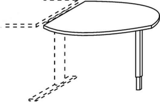 Röhr Objekt.Plus | Anbauplatte (links) Linsenform mit Stützfuss 101,5cm Type 071