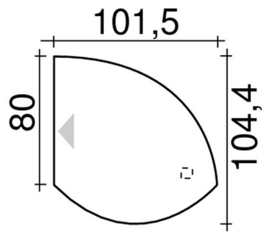 Röhr Objekt.Plus | Anbauplatte (links) Linsenform mit Stützfuss 101,5cm Type 071