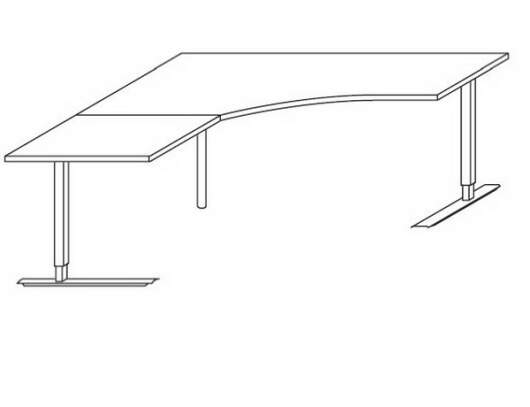 Objekt.Plus by rb | Winkelschreibtisch C-Fuß Multi mit stufenloser elektrischer Höhenverstellung, 180 x 200 cm
