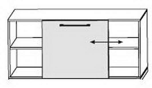 Rhr Objekt.Pur | Sideboard mit Schiebefront - Front Massivholz Eiche - 160,0 x 76,5 x 42,4 cm