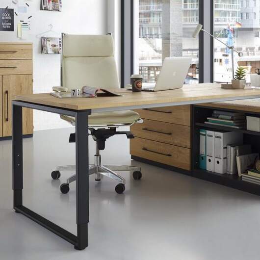 Rhr Objekt.Pur | Sideboard mit Schiebefront - Front Massivholz Eiche - 160,0 x 76,5 x 42,4 cm
