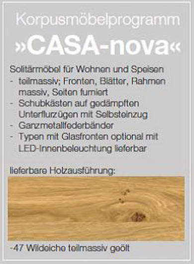 Niehoff Sitzmöbel | CASA-NOVA Vitrine rechts angeschlagen - mit 1 Schubkasten und 2 Türen 0234-47-000