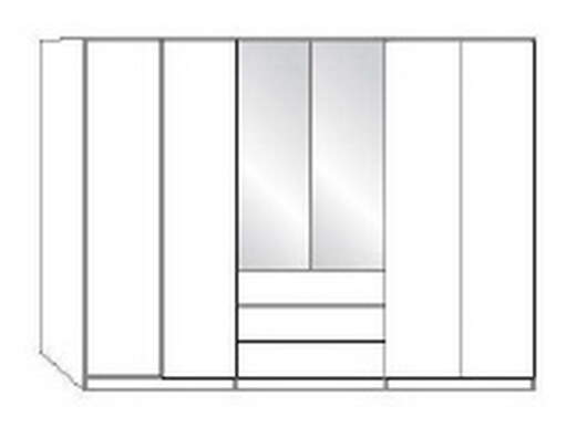 Wiemann LOFT | Gleittüren-Panorama-Funktionsschrank mit 4 Auszügen, 6 Türen (2 Spiegeltüren in Parsol-Bronze-Glas) - Höhe 236 cm