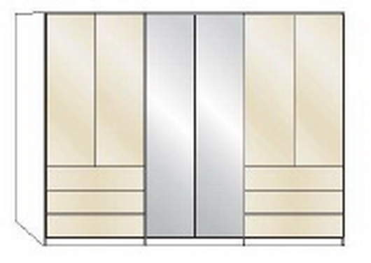 Wiemann LOFT | Gleittüren-Panorama-Funktionsschrank mit 6 Auszügen, 3 Falttüren, 2 Spiegel in Parsol-Bronze-Glas - Höhe 216 cm
