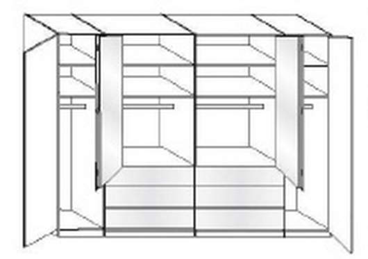 Wiemann LOFT | Gleittüren-Panorama-Funktionsschrank mit 6 Auszügen, 6 Türen - Höhe 216 cm