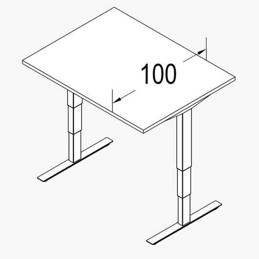 Techno by rb | Rechteckschreibtisch T-Fu Multi mit stufenloser elektrischer Hhenverstellung - 100er Tiefe