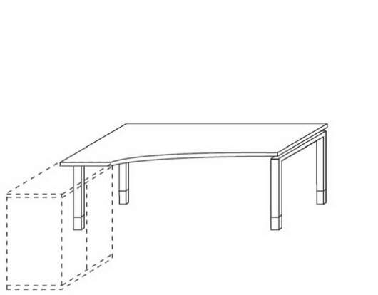 Techno by rb | Freiformschreibtisch mit 4-Fuß für Anbau von Korpusteilen 80,0 cm tief, 180 oder 200 cm Breite