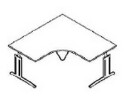 Techno by rb | Freiformschreibtisch mit C-Fuß-Gestell und Seitentiefe 80/60 cm, 160 cm Breite