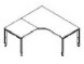Techno by rb | Freiformschreibtisch mit 4-Fuß-Gestell und Winkelkombi - 180 /200 x 180 cm