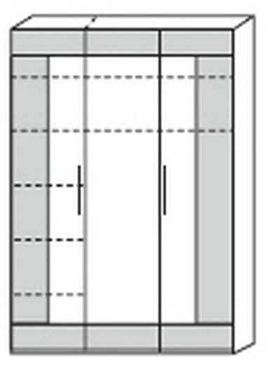 Cadre.Plus by rb | Kleiderschrank 3-türig, 7 Böden, 1 Kleiderstange