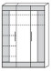 Cadre.Plus by rb | Kleiderschrank 3-türig, 7 Böden, 1 Kleiderstange