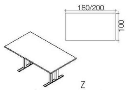 Objekt.Plus by rb | Konferenztisch mit Rechteckplatte - Typ 275/-266 - 180 - 200 cm