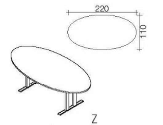 Objekt.Plus by rb | Konferenztisch mit Ovalplatte 220x110cm -  Type 280/270
