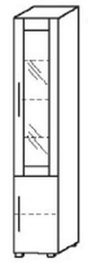 Objekt.Plus by rb | Aktenschrank 6OH, 1 Tür, 1 Vitrinentür mit Klarglas, Anschlag rechts, 1 E.-Boden, 4 Glasböden