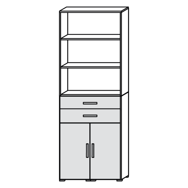 Röhr carry.office | Aktenschrank 6 Ordnerhöhen mit 2 Türen, 2 Schubkästen, 1 Regalaufsatz