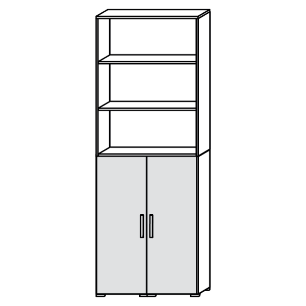 Röhr carry.office | Aktenschrank 6 Ordnerhöhen mit 2 Türen, 1 Regalaufsatz