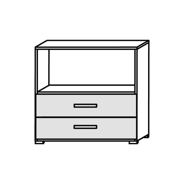 Röhr carry.office | Aktenregal / TV-Element 2 Ordnerhöhen, 2 Schubkästen, Schubkasteneinsatz ist indiv. montierbar