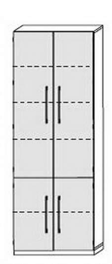 Röhr Objekt.Pur | Anbauteil 6 Ordnerhöhe - Aktenschrank mit 4 Türen - 80,0 x 220,5 x 42,0 cm