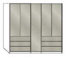 Wiemann LOFT | Gleittüren-Panorama-Funktionsschrank mit 6 Auszügen, 2 Falttüren, 1 Spiegel mittig, 1 Drehtür - Höhe 216 cm