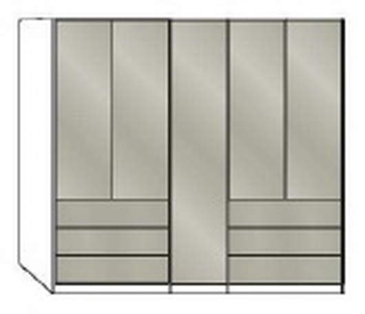 Wiemann LOFT | Gleittüren-Panorama-Funktionsschrank mit 4 Auszügen, 5 Türen, 1 Spiegeltür mittig - Höhe 236 cm