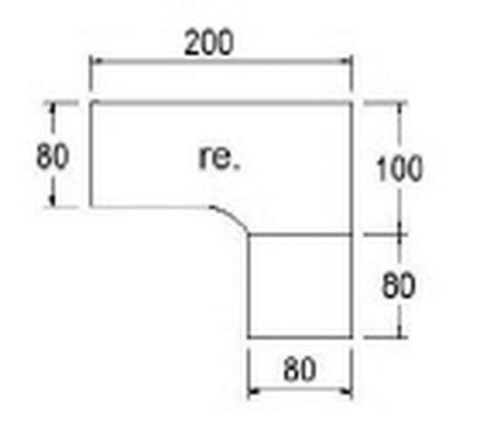 Typ B68r - Rechts / 200,0 cm / Weiss