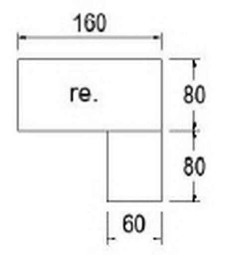 Typ A52r - Rechts / 160,0 cm / Alusilber