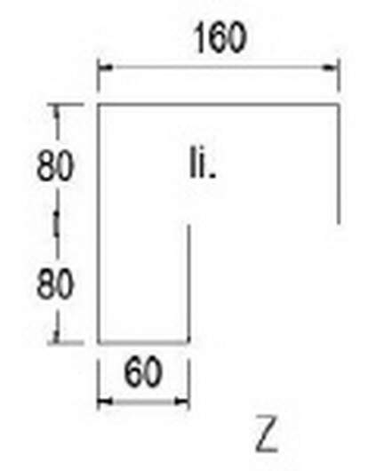 Typ B53l - Links / 160,0 cm / Weiss