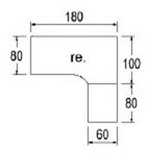 Typ R84r - Rechts / 180,0 cm / Anthrazit